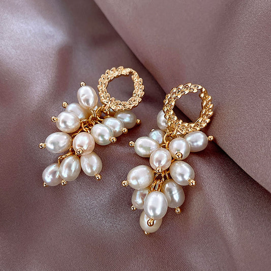 S925 silver needle fresh water pearl earrings