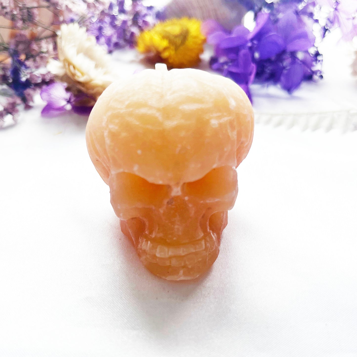 Yellow jade pumpkin skull