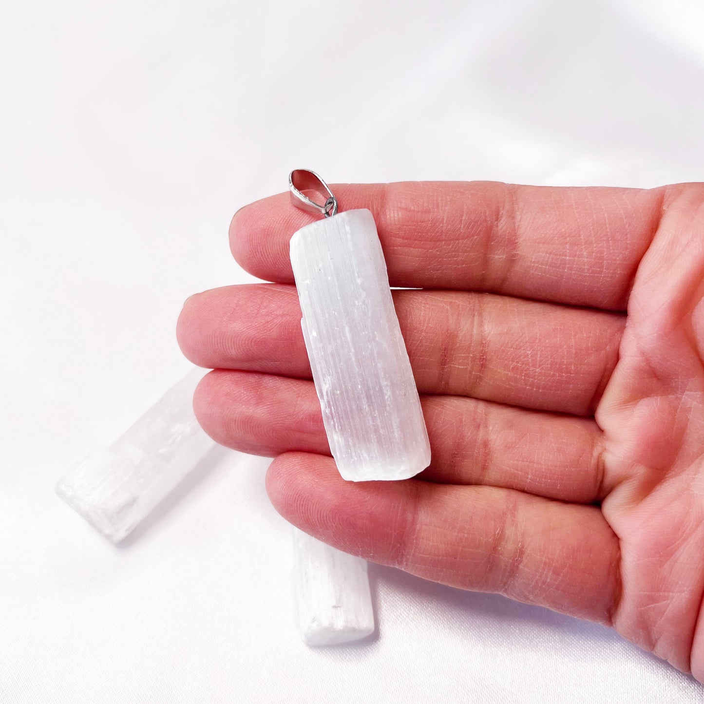 Gypsum selenite pendant